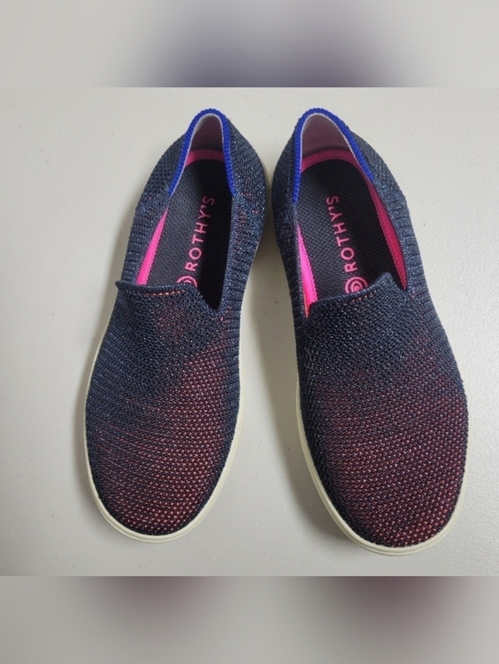 Rothy's The Sneaker Kids Size 3 Metallic Lattice Stitch Slip On Flat Shoes.